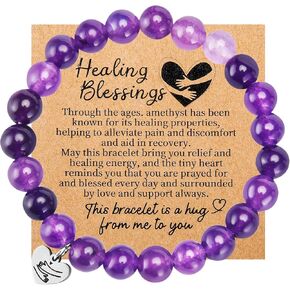 Breast Cancer Care Gifts for Women Get Well Soon Gifts Encouragement Healing Gifts Comfort Cancer Survivor Gifts Patients After Surgery Gifts Chemo Purple Crystal Bracelet Inspirational