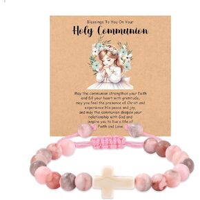 JoycuFF Easter Basket Stuffers, Cross Charm Adjustable Bracelets Easter Christian First Communion Gifts for Daughter Granddaughter Sister Son Brother Inspirational Jewelry