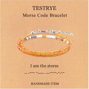 TESTRYE Morse Code Bracelets for Women Men,Silver Morse Code Bracelet with Adjustable Extender Chain,Inspirational Gifts Bracelets for Women Men Friends