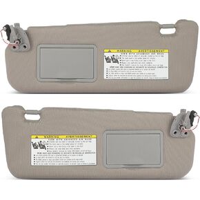 SCITOO Left & Right Sides Gray Sun Visor Assembly fit for 2006 2007 2008 for Hyundai Sonata with Light
