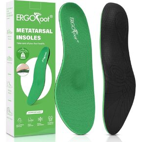 ERGOfoot Metatarsalgia Insoles, Heavy Duty Work Boot Inserts for Women Men, Relieve Morton's Neuroma and Reduce Metatarsal, Ball of Foot Pain for Standing All Day