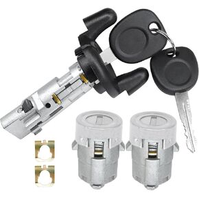Ignition Switch Lock Cylinder and Pair Front Door Lock Cylinder with Keys Compatible with Chevy Silverado Suburban Tahoe for GMC Sierra Yukon 1999-2000 Replace 704600 702912 598007