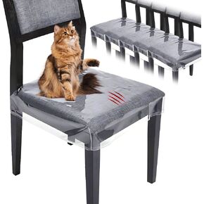 6 Pack Plastic Chair Covers for Dining Chair, Clear Chair Seat Cover Plastic Covers, PVC Seat Chair Protector, Waterproof Kitty Scratch Resistant Vinyl Chair Covers for Most Chair