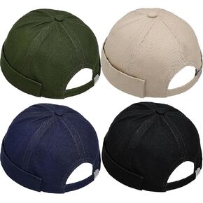 4 أجهزة كمبيوتر محفورة قبعة قبعة Docker No Brim Hats Sailor Skullcap Caps Skull Cuff Cuff Beanie Hip Hop Hots with Buckle for Men Women Teen Teen