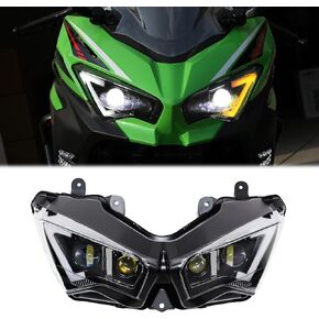 إشارة دوران المصباح LED لـ Ninja 400 ، ضوء الرأس الأمامي LED متكامل للدراجة النارية مع إشارة DRL LOND LOW BEAM لـ KAWASAKI NINJA 400 /400 KRT EDITION 2018+ / ZX-4R ، ZX-4RR 2023 ملحقات