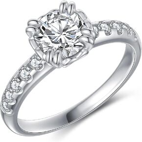 Diya Sterling Silver Round Cut 1 قيراط مويسانيت حلقات الماس وعد بالذكرى السنوية خواتم زفاف الخواتم المجوهرات للمرأة زوجة صديقة لها