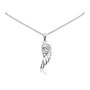 Small and Dainty 925 Sterling Silver Angel Wing Pendant Necklace for Women, Teen Girls - Inspirational Jewelry, Gift for Baptism, Confirmation or First Communion (16 inches plus 2-inch extender)