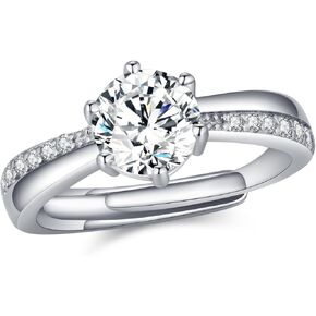 حلقات مويسانيت للنساء D Color VVS1 Clarity Round Brilliant Cut 925 Sterling Silver Moissanite Band Band Rings لها مع شهادة (قابلة للتعديل)
