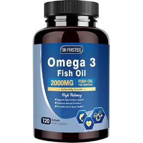 Advanced Omega-3 Fish Oil 2000mg – High Potency with DHA, EPA, ALA – Supports Heart, Brain, Joint & Immune Health – Enriched with Vitamin D3 & E for Antioxidant Protection – 120 Softgels