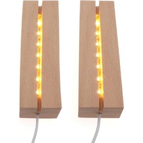 2 Pcs 6 Inch Wooden LED Light Display Pedestal, Rectangle LED Lights Display Base for Acrylic, Crystal, Night Light, Glass Resin Art, Night LED Light Lamp Base with USB Switch (6 inch-Warm Light) in Saudi Arabia