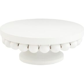 Mud Pie White Beaded Pedestal, small 3" x 8" dia