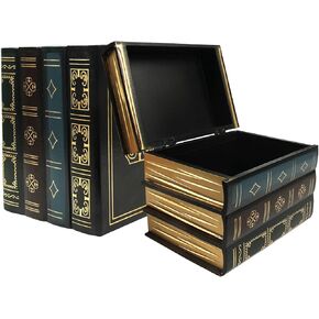 Wooden Decorative Book Box, Antique Book Decorations Vintage Storage Book Box for Home Office Shelf Decor, Retro