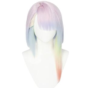 Anime Lucy Cosplay Wig Long Colorful Hair Synthetic Fabric with Wig Cap for Women Comic Con, Cosplay Show, Halloween
