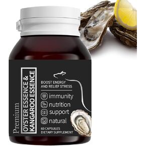 Oyster Extract for Men & Oyster Essence Kangaroo Essence, Organic Pure Oysters Extract Peptides Capsules for Men & Women, Supports Energy & Immune Boost, Zinc, 60 Capsules