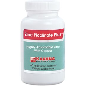 Karuna Health Zinc Picolinate Plus 60 Vegetarian Capsules | 25 MG Plus 2.5 MG Copper for BALACED Long Term USE | Supporting Immune Function, Skin Health, Development and Overall Well-Being.