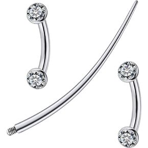 F136 Titanium 16g 6/8/10mm Eyebrow/Rook/Snug/Vertical-Labret/VCH/Snake-Eyes/Anti-Tragus/Christina/Daith/Belly-Button/Bridge/Hood/Surface Curved Barbell Piercing Jewelry for Women Men