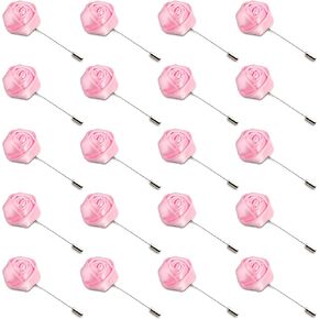 20pcs الورد boutonniere طية طية صدر دبوس للرجال زهرة الوردي دبوس للرجال للرجال بدلات مصنوعة يدويًا روزا ساتان ساتان زهرة ملحقات العريس العريس بروش روز لاتيل صدر دبوس لزوج الأخ.