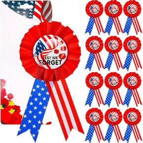 Boao 12 Pcs Memorial Day Poppy Flower Tinplate Badge Pin Red Poppy Flowers Artificial Pin New Lest We Forget Pins Veterans Day Poppies Gift Buttons with Ribbon for Women Men Wedding