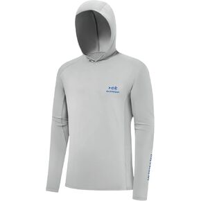 BASSDASH Men’s UPF 50+ Drawstring Fishing Hoodie Shirts UV Sun Protection Long Sleeve Outdoor Hiking Hooded T-Shirts FS33M