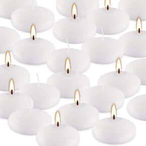 50 Pack of 2-Inch White Floating Candles - Ideal for Weddings, Home Décor, Spa Baths, and Romantic Settings.