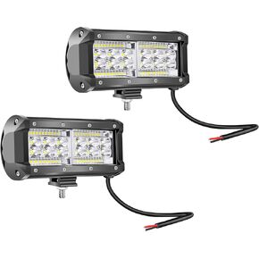 7 Inch LED Pods, 2Pcs 156W 12V 24V Triple Row Light Bar with Spot Flood Combo, Offroad Fog/Driving Lights, Waterproof LED Work Lights for Truck Boat ATV UTV SUV, Bright White Beam
