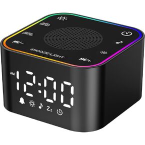 White Noise Machine with Alarm Clcok: 30 Soothing Sound Machine for Bedrooms - Adjustable Volume & Night Light, Sleep Timer (Black)