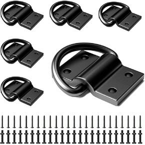 6pcs حلقات D -Duty D Rings Heavy Downer Tie أسفل المرساة ، فائقة 6500 رطل قوة مكثفة D حلبة لأسفل لسرير الشاحنة ، مقطورة ، مع مسامير