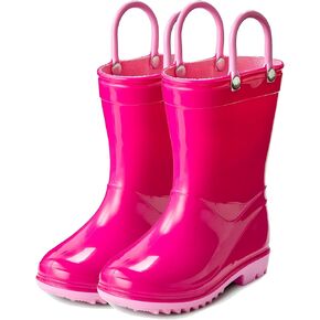 Puddle Play PVC Waterproof Rainboots - Fuchsia and Light Pink - Easy-on Size 4 Toddler