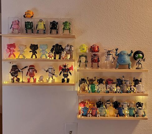 Clear Acrylic Display Shelf Case for Mini Funko Pop, Wooden Display Stand Riser 2 Layer Storage Rack for POP MART The Monsters Lazy Yoga Action Figures Collectibles Toys, 15.55" W x 3.78" D x 10.8" H in Saudi Arabia