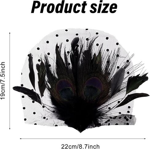 Fumwase 1920s Feather Headpiece Flapper Headband Great Hair Clip 20s Fascinator Hair Accessories for Women (US, Alpha, One Size, Black) in Saudi Arabia