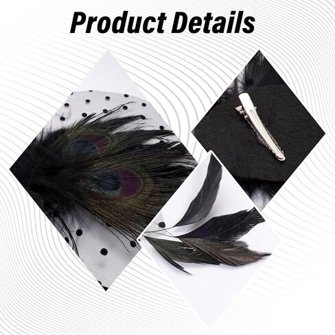 Fumwase 1920s Feather Headpiece Flapper Headband Great Hair Clip 20s Fascinator Hair Accessories for Women (US, Alpha, One Size, Black) in Saudi Arabia