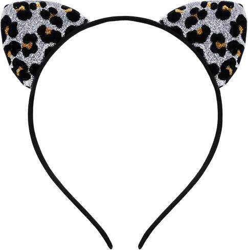 Glitter Leopard Cheetah Ears عصابة رأس للنساء الفتيات ، Halloween Cosplay Leopard Assume Assume accessories for Come in Kuwait