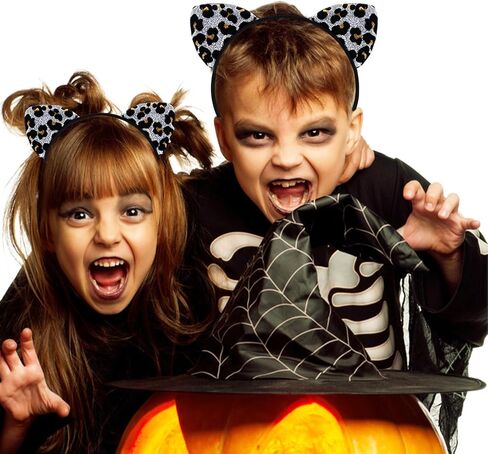 Glitter Leopard Cheetah Ears عصابة رأس للنساء الفتيات ، Halloween Cosplay Leopard Assume Assume accessories for Come in Kuwait