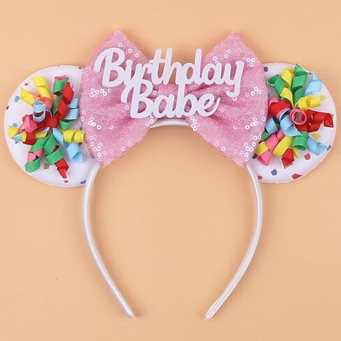 Glitter Sequin Birthday Girl Mouse Ears Bow Headband Hair Bands in Kuwait