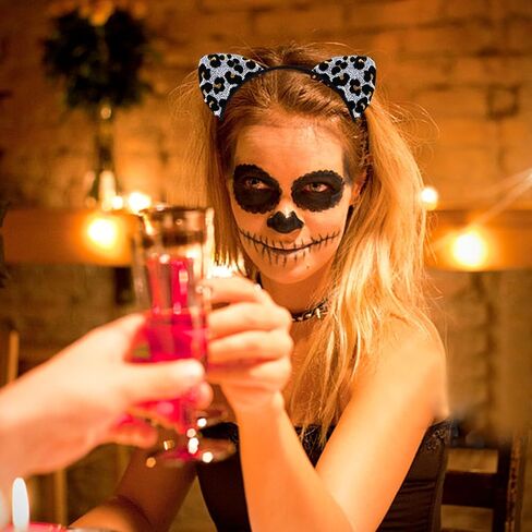 Glitter Leopard Cheetah Ears عصابة رأس للنساء الفتيات ، Halloween Cosplay Leopard Assume Assume accessories for Come in Kuwait