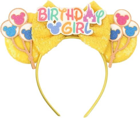 Glitter Sequin Birthday Girl Mouse Ears Bow Headband Hair Bands in Kuwait