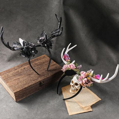 Mostory Woodland Flower Antler Beadband - Fairy Renindeer Heedpiece Forest Fore Growlor Horns The Hours for Renaissance Taxtory Women Renfaire Halloween Cosplay in Saudi Arabia