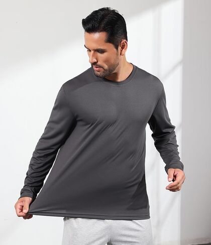 3 Pack Men's Long Sleeve Shirts Quick Dry Moisture Wicking Lightweight Sun Protection T Shirt for Running Outdoor Activities in Saudi Arabia