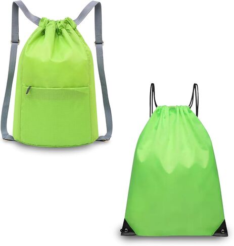 FuninCrea 2 PCS Drawstring Backpack, Waterproof Drawstring Bags Gym Bag for Women Men, Draw String Back Bag Adjustable Strap (Black) in Saudi Arabia