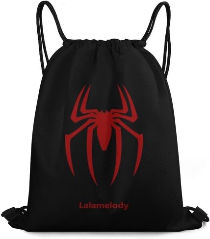 Spider Black Drawstring Backpack Waterproof Sackpack Travel Swimming Sports Gym Camping Shopping Bag for Women Men in Kuwait