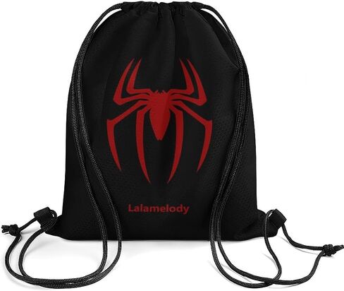 Spider Black Drawstring Backpack Waterproof Sackpack Travel Swimming Sports Gym Camping Shopping Bag for Women Men in Kuwait