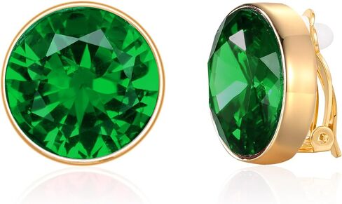 Emerald Green Earrings - Gold & Emerald Button Earrings for Trendy Women's Gifts in Saudi Arabia