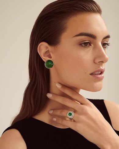 Emerald Green Earrings - Gold & Emerald Button Earrings for Trendy Women's Gifts in Saudi Arabia
