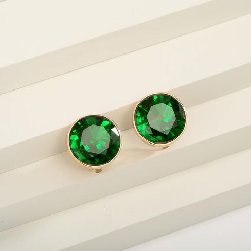 Emerald Green Earrings - Gold & Emerald Button Earrings for Trendy Women's Gifts in Saudi Arabia