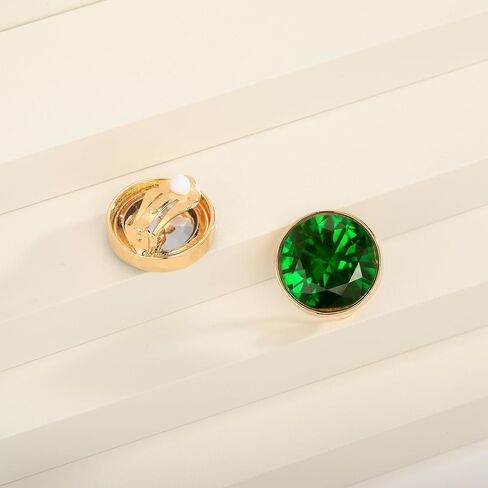 Emerald Green Earrings - Gold & Emerald Button Earrings for Trendy Women's Gifts in Saudi Arabia