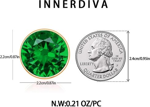 Emerald Green Earrings - Gold & Emerald Button Earrings for Trendy Women's Gifts in Saudi Arabia