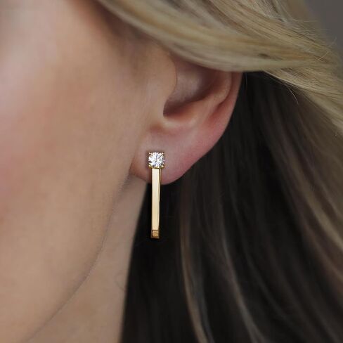Moissanite Huggie/Inside-Oter/Paper Clip أقراط للنساء والرجال هدية الذهب 14K لها. in Kuwait