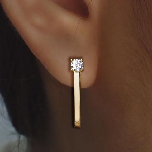 Moissanite Huggie/Inside-Oter/Paper Clip أقراط للنساء والرجال هدية الذهب 14K لها. in Kuwait