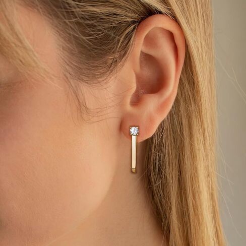 Moissanite Huggie/Inside-Oter/Paper Clip أقراط للنساء والرجال هدية الذهب 14K لها. in Kuwait