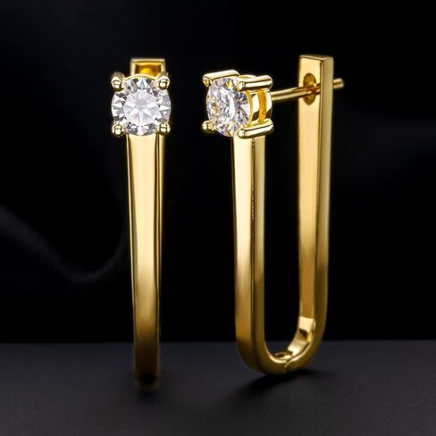 Moissanite Huggie/Inside-Oter/Paper Clip أقراط للنساء والرجال هدية الذهب 14K لها. in Kuwait